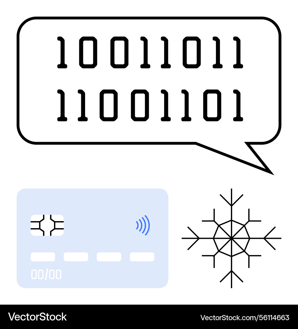 Digital binary code in speech bubble with credit Digital binary code in speech bubble with credit vector image