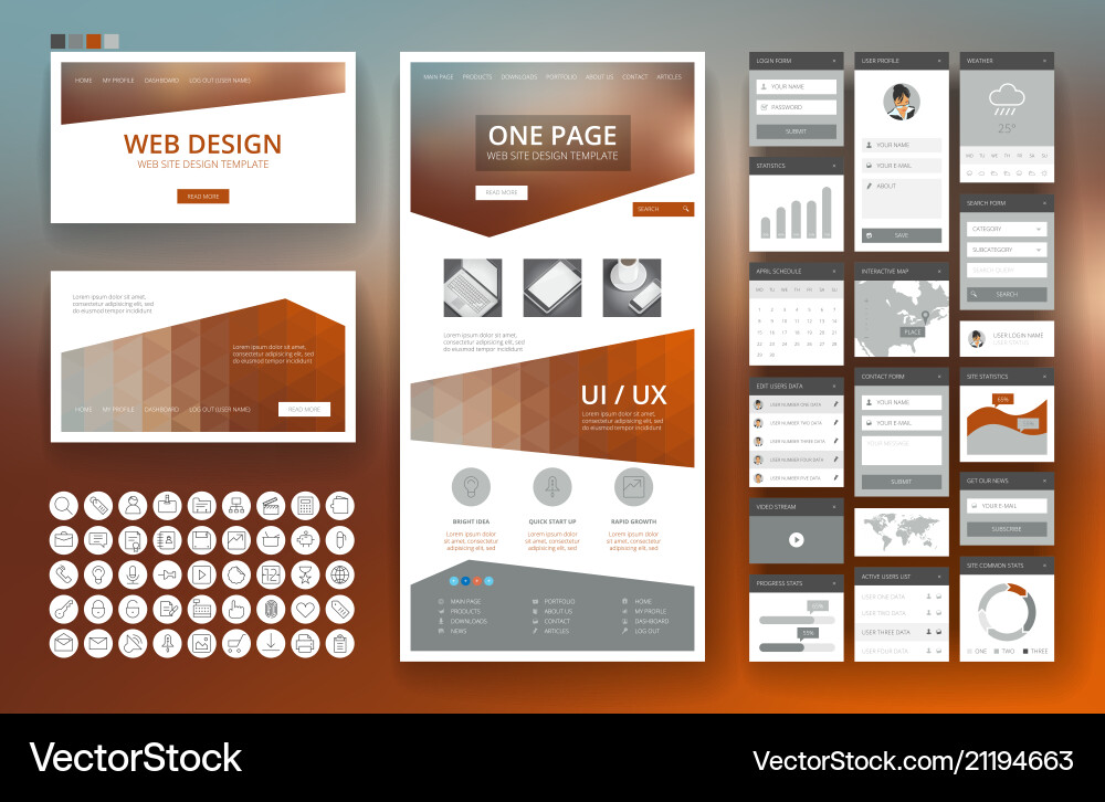 Modern Website Interface Elements Vector Image