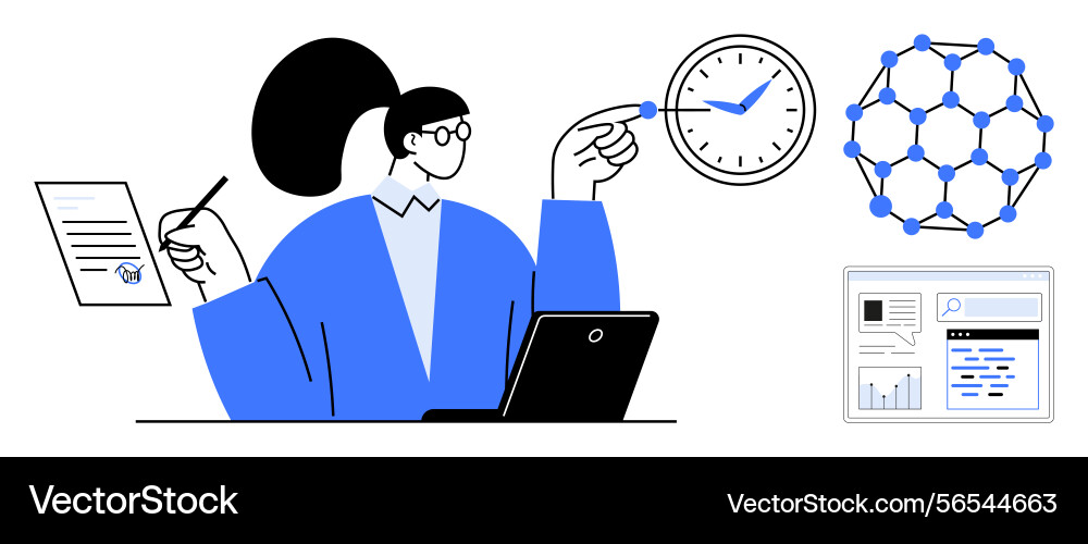 Professional analyzing data managing tasks Professional analyzing data managing tasks vector image