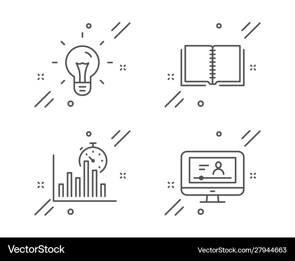 Report timer idea and book icons set online Vector Image