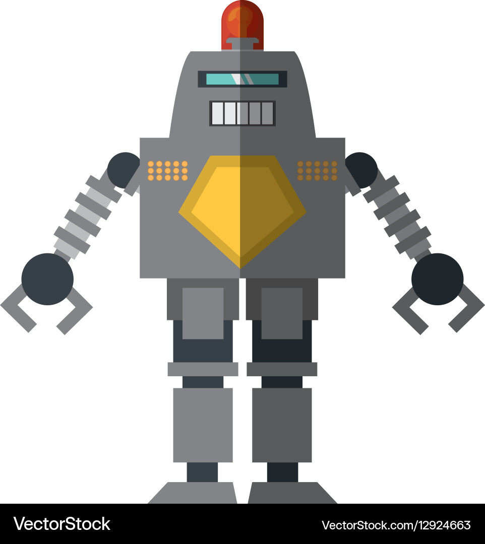 Robot with warning alert support shadow vector image