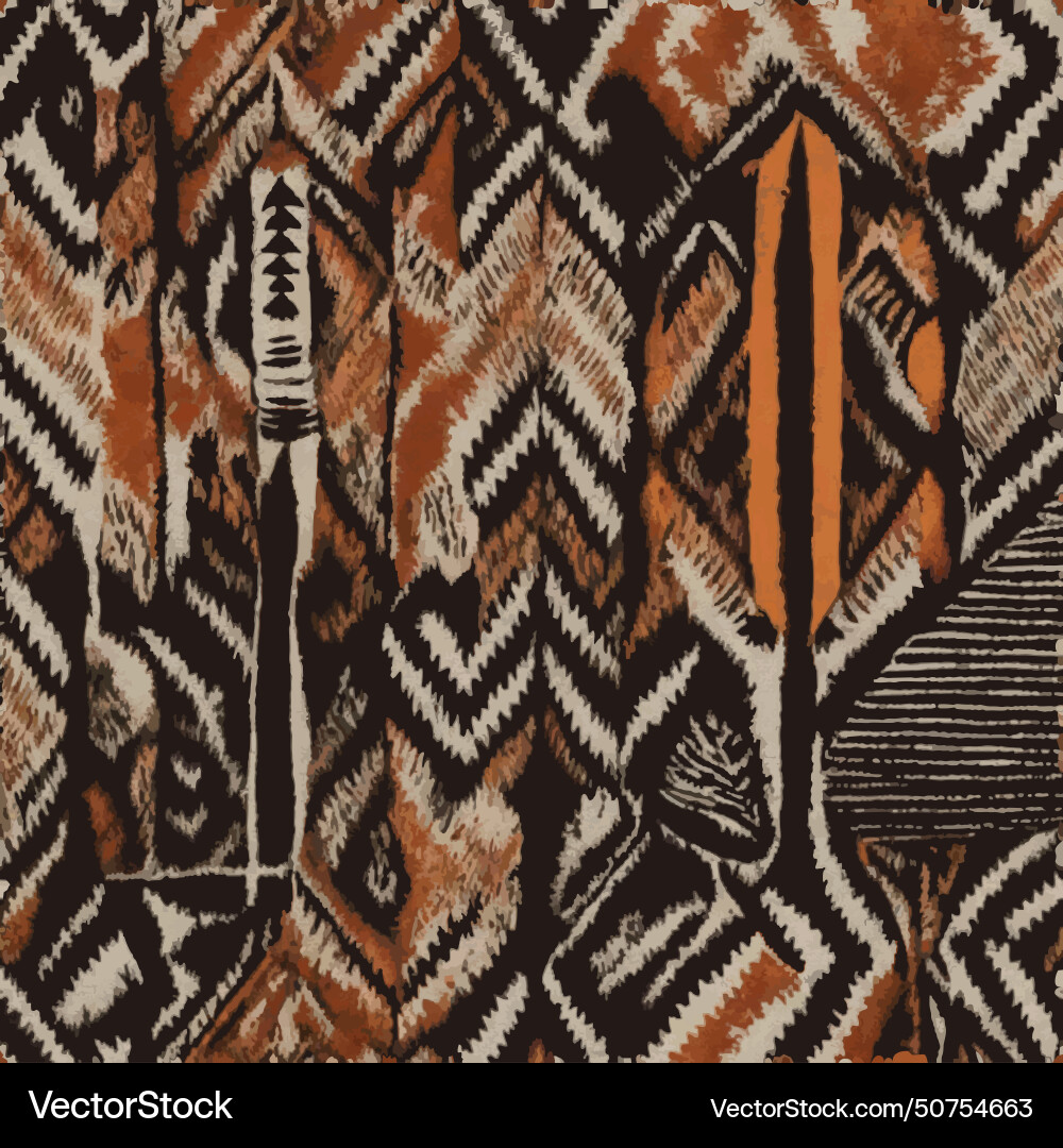 Seamless ikat ogee ethnic pattern Royalty Free Vector Image