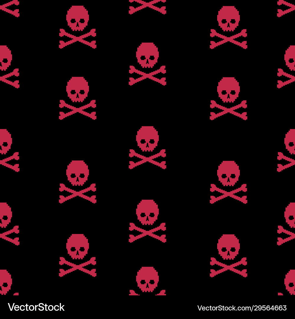 Seamless pattern with pixel skulls and bones Seamless pattern with pixel skulls and bones Vector Image