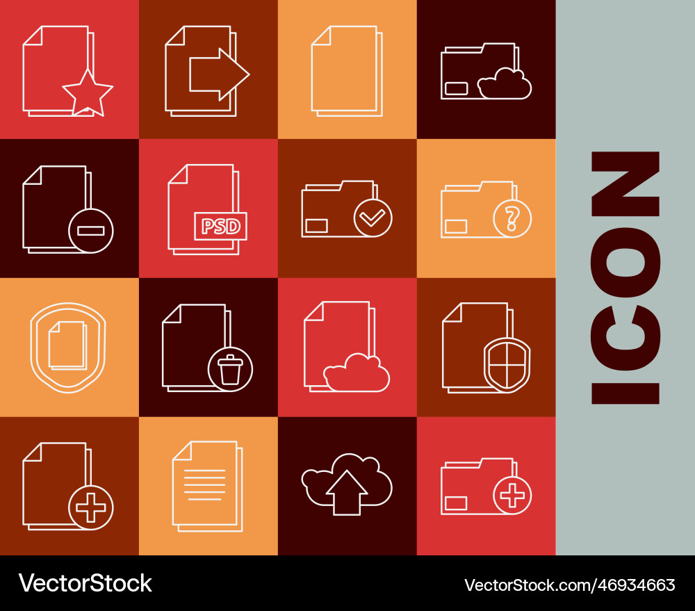 Set line add new folder document protection Set line add new folder document protection vector image