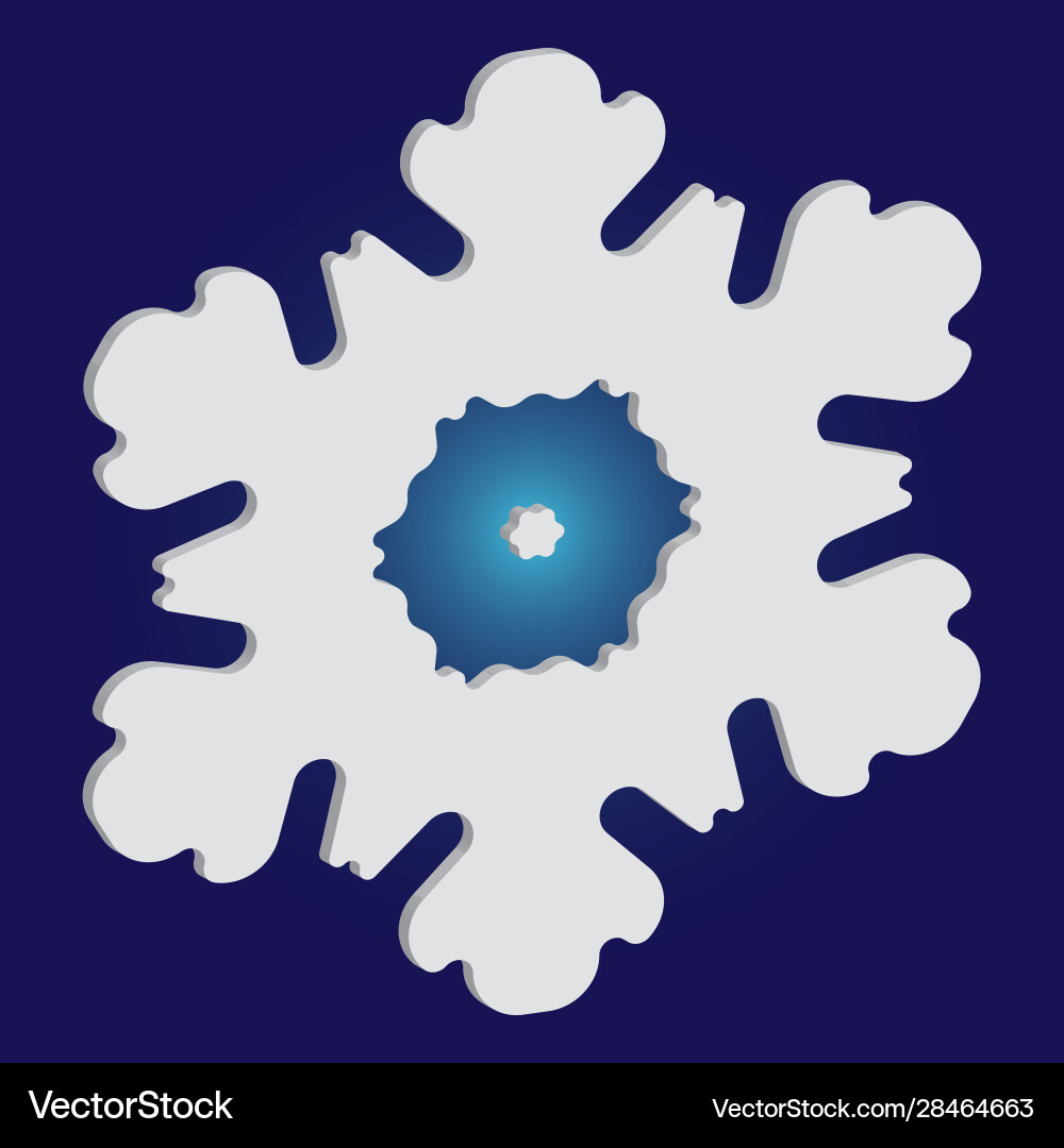 Simple snowflake with shadow on blue background Simple snowflake with shadow on blue background Vector Image