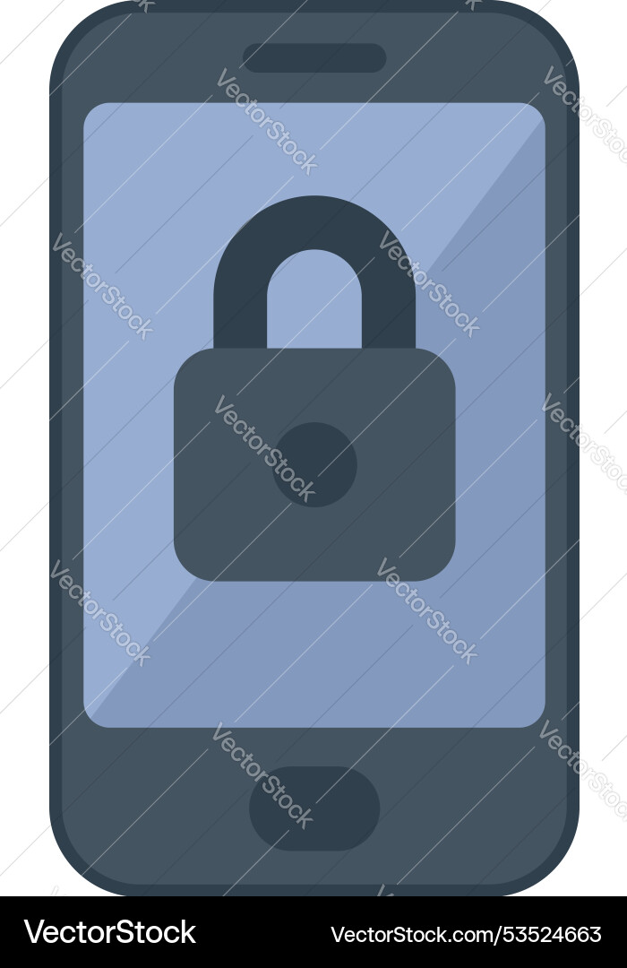 Smartphone showing security lock on screen icon Smartphone showing security lock on screen icon vector image