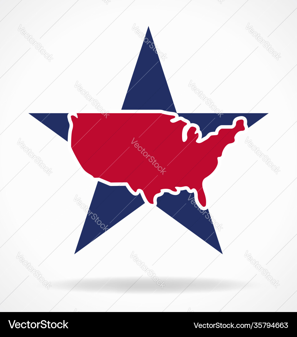 Usa map on large star symbol Vector Image