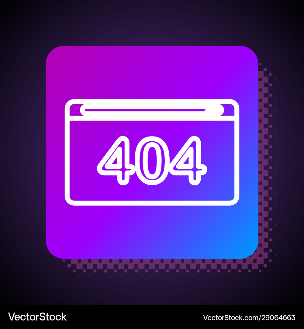 White line page with a 404 error icon isolated White line page with a 404 error icon isolated vector image