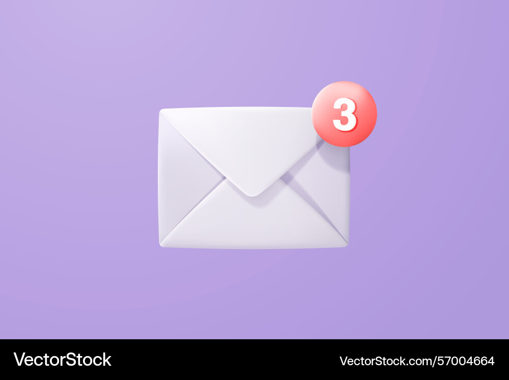 3d mail envelope icon with notification new 3d mail envelope icon with notification new vector image