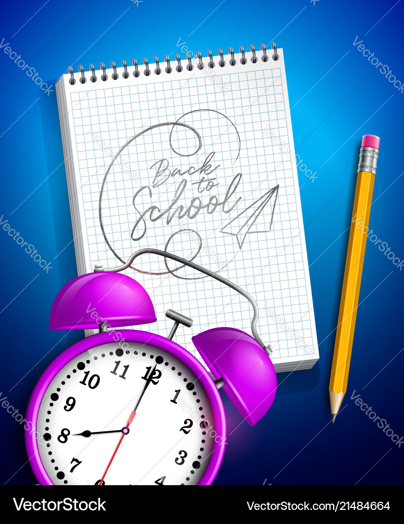 Back to school design with alarm clock graphite Back to school design with alarm clock graphite vector image