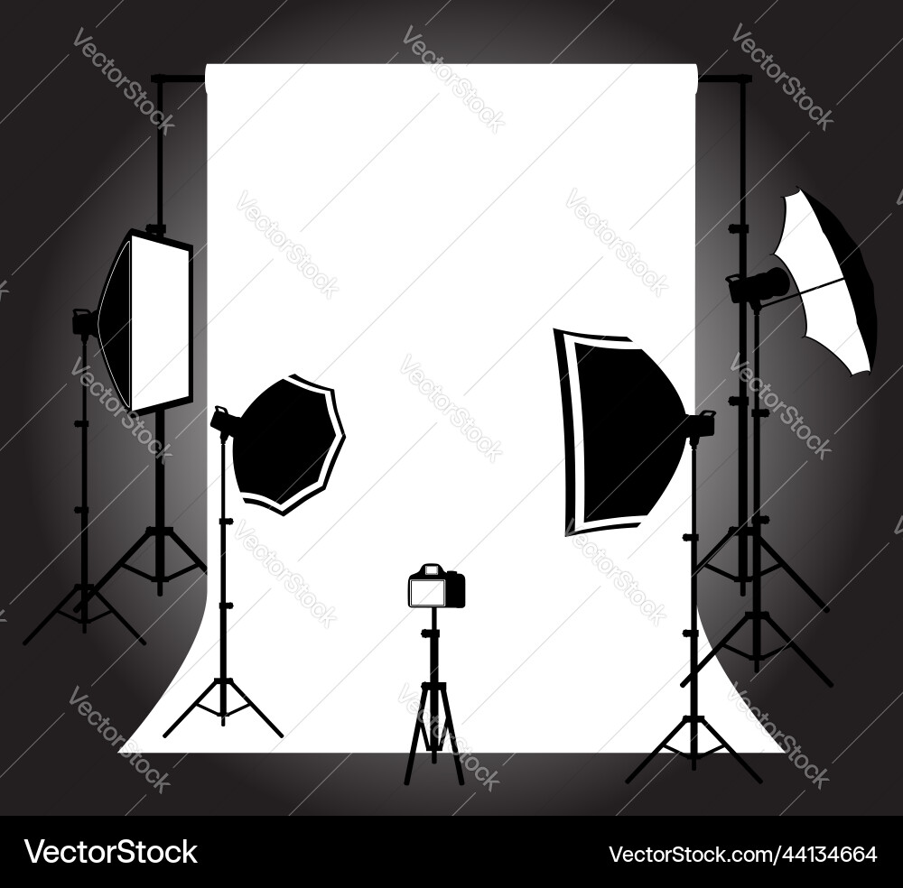 Background in photo studio with flashes Vector Image