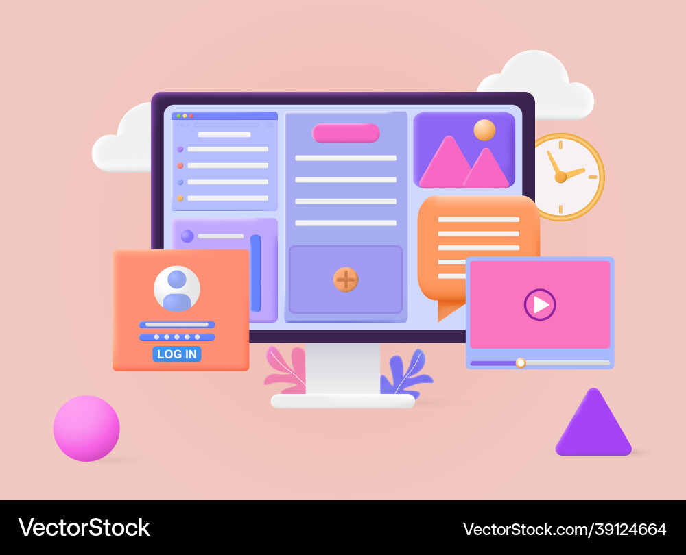 Computer with open pages Vector Image