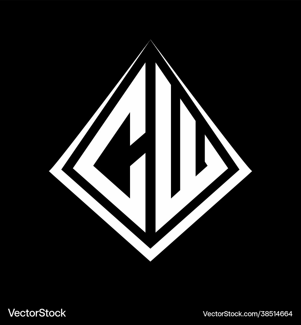 Cw logo letters monogram with prisma shape design Cw logo letters monogram with prisma shape design vector image