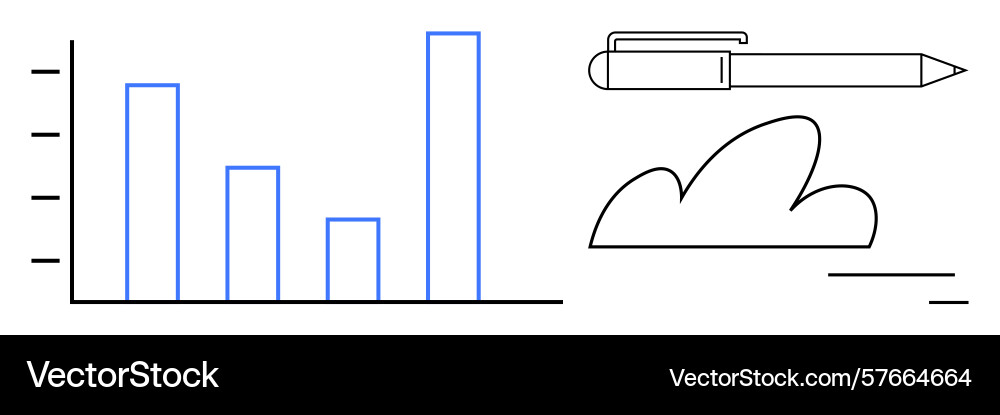 Data visualization with bar graph cloud symbol Data visualization with bar graph cloud symbol vector image