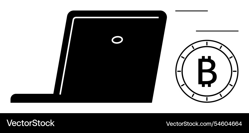 Digital transaction with bitcoin using laptop Digital transaction with bitcoin using laptop Vector Image