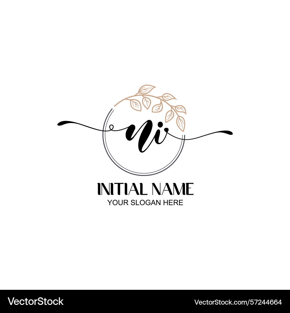 Elegant ni initial logo design with botanical Vector Image
