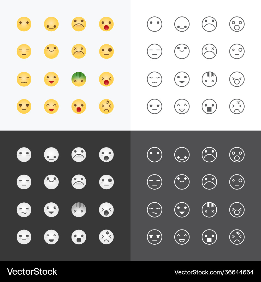 Emoji avatar collection set emoticons isolated Emoji avatar collection set emoticons isolated vector image