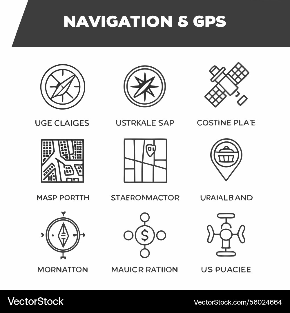 Navigation and gps system icons for location Navigation and gps system icons for location vector image