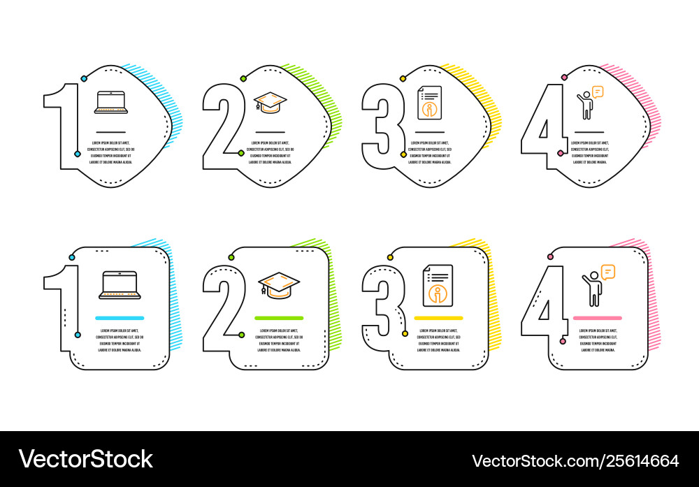 Notebook technical info and graduation cap icons Notebook technical info and graduation cap icons vector image