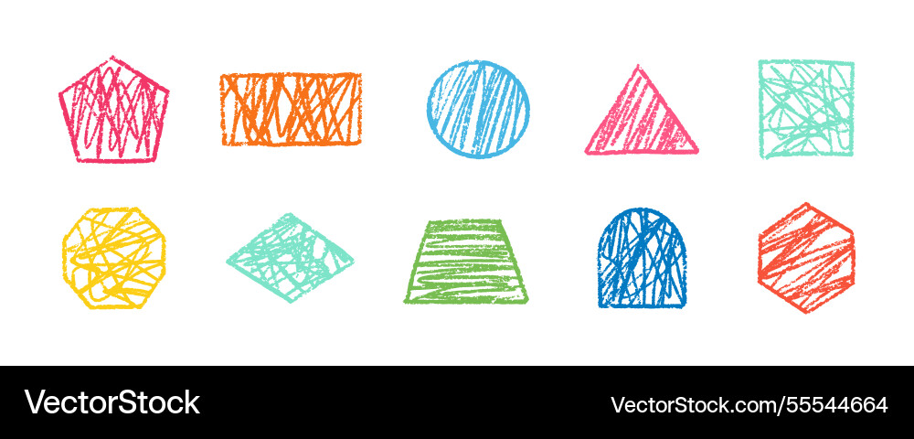 Pencil color squiggle retro geometric stickers Pencil color squiggle retro geometric stickers vector image