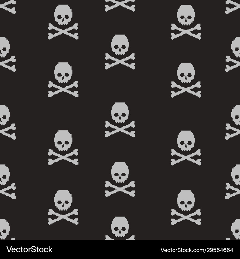 Seamless pattern with pixel skulls and bones Seamless pattern with pixel skulls and bones Vector Image