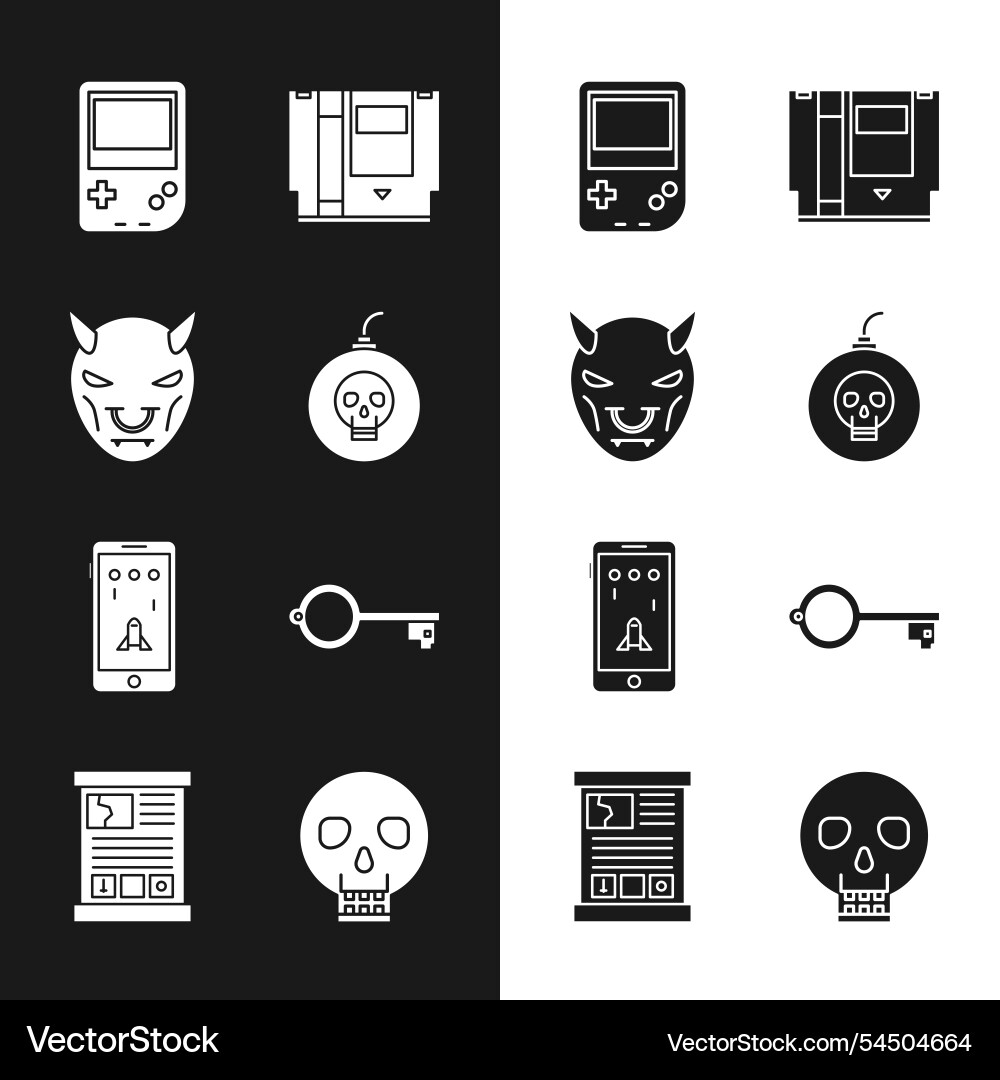 Set bomb ready to explode mask of the devil Set bomb ready to explode mask of the devil Vector Image