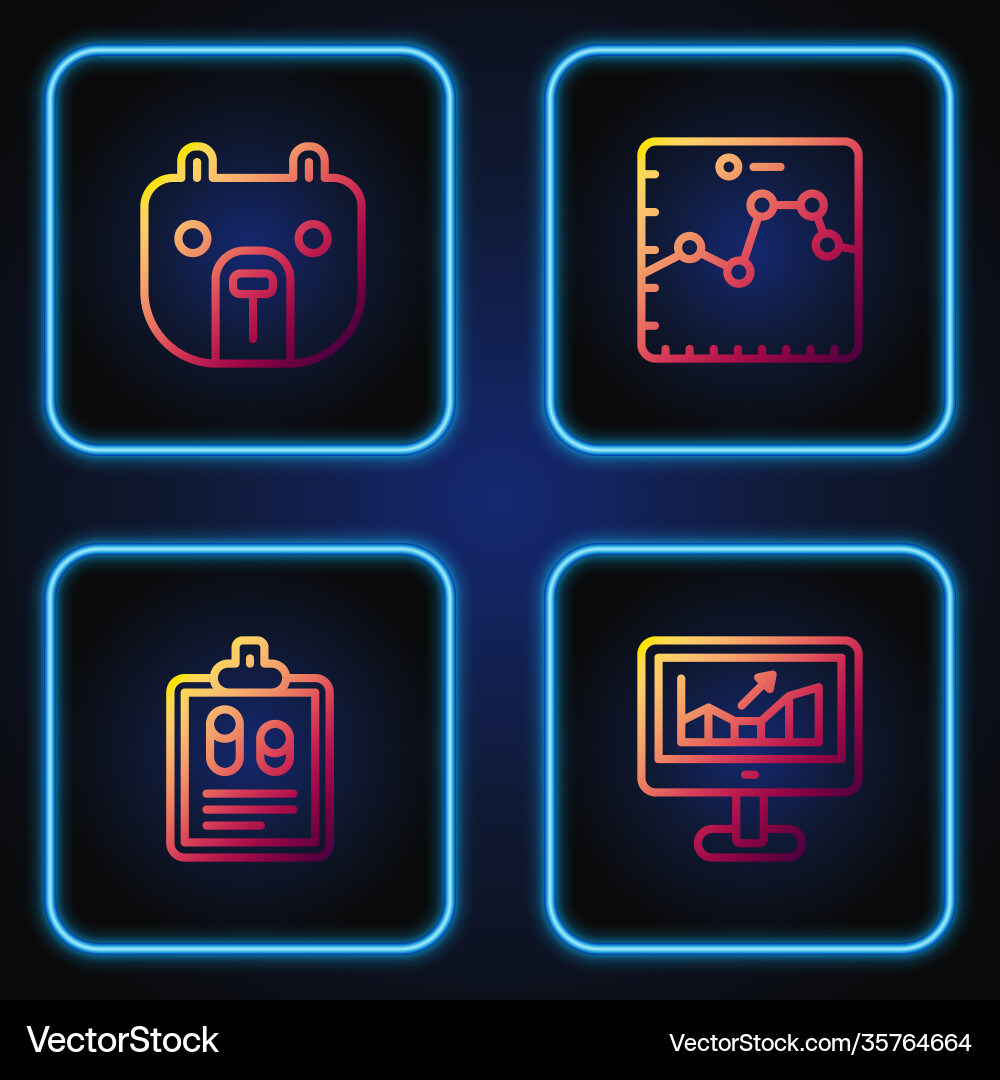 Set line computer with growth graph business Set line computer with growth graph business vector image