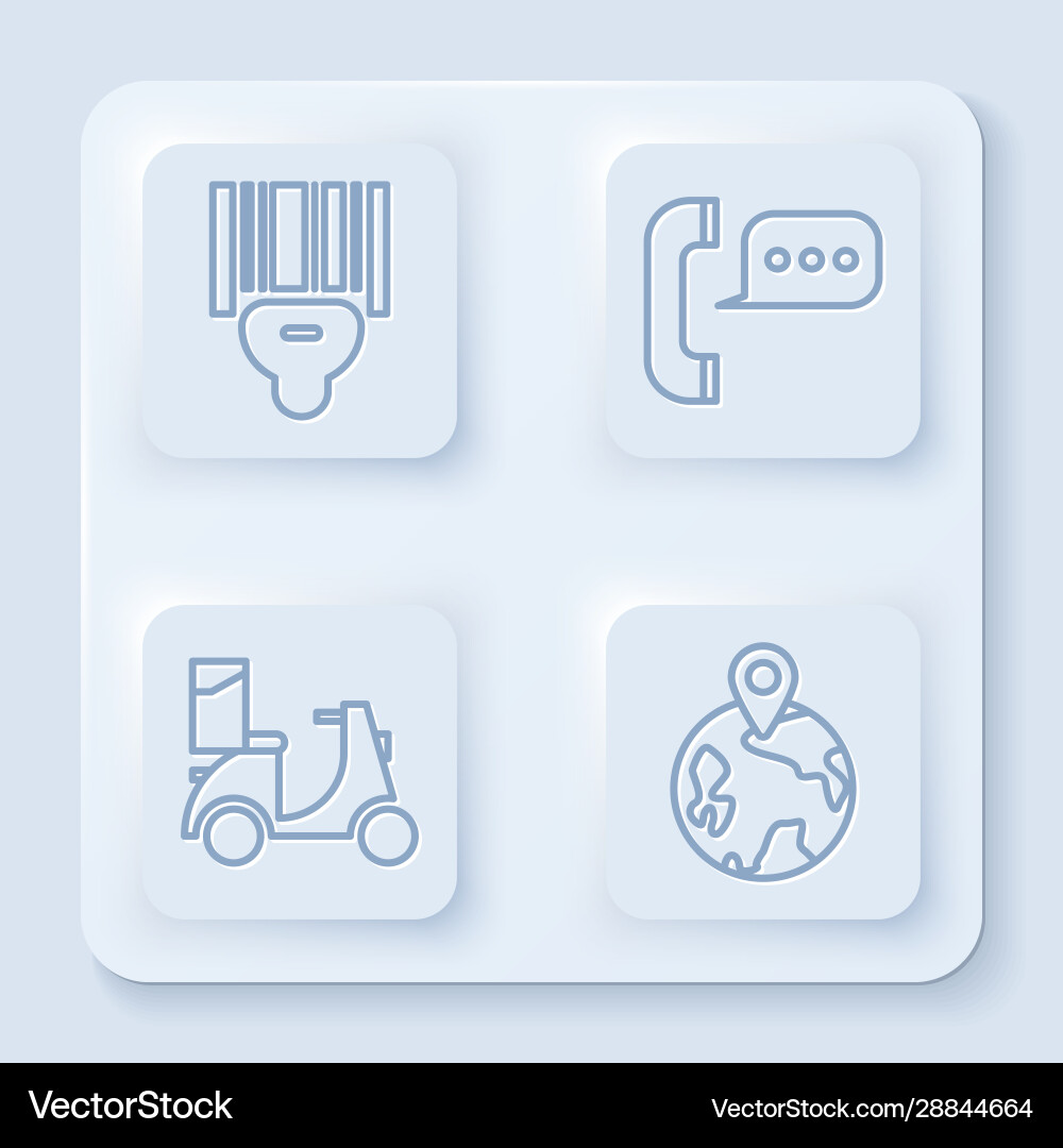 Set line scanner scanning bar code telephone Set line scanner scanning bar code telephone Vector Image