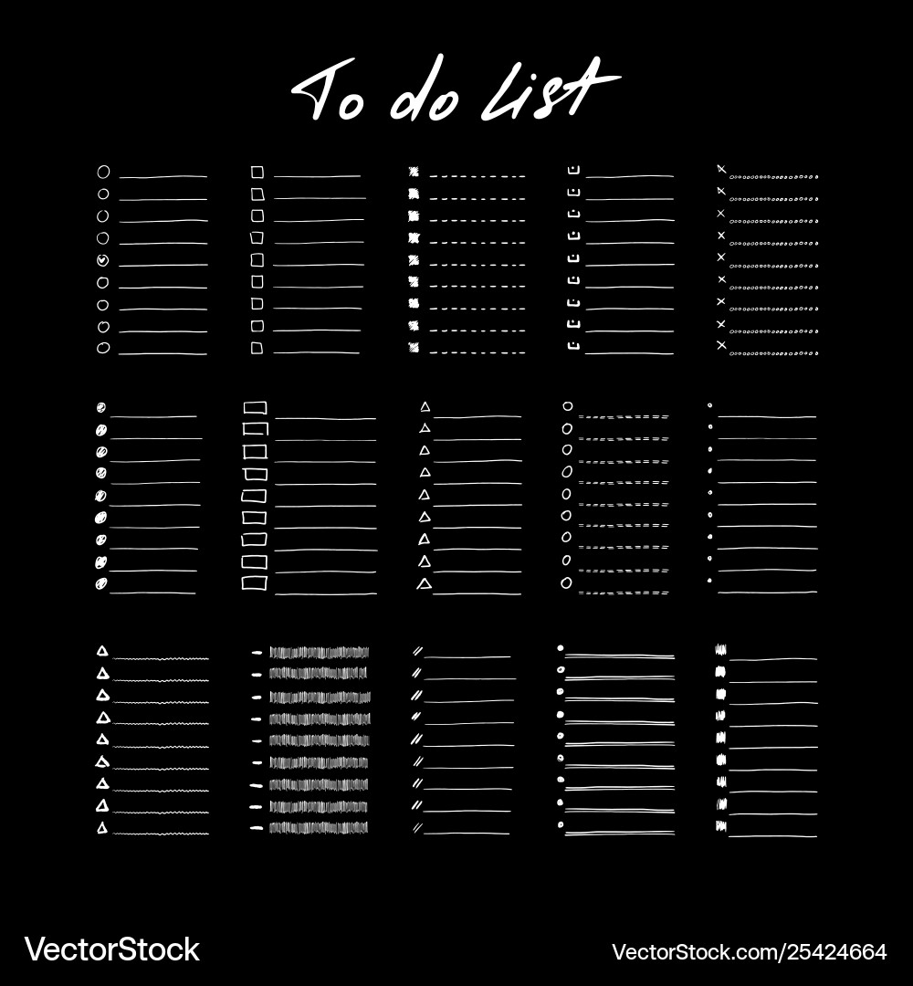 Set to do lists page templates with markers Set to do lists page templates with markers vector image