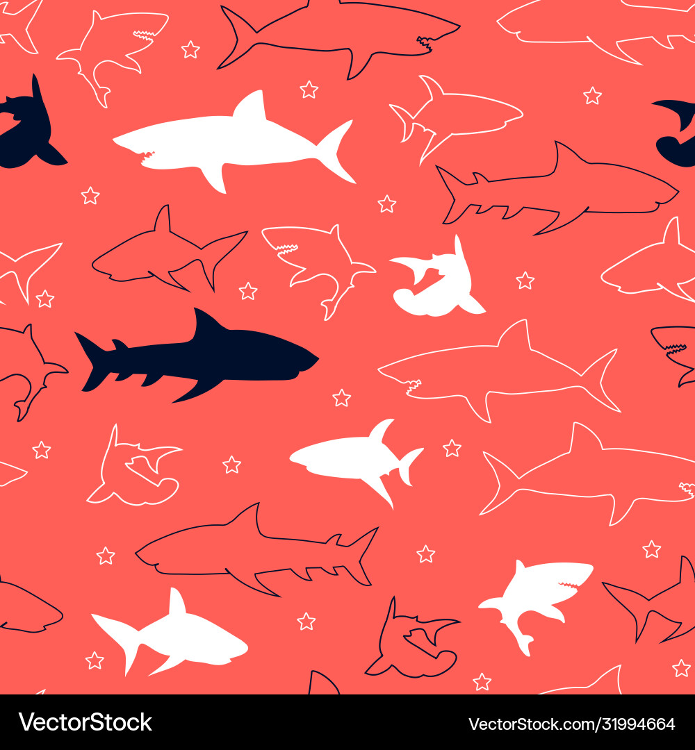 Sharks seamless pattern print design Sharks seamless pattern print design Vector Image