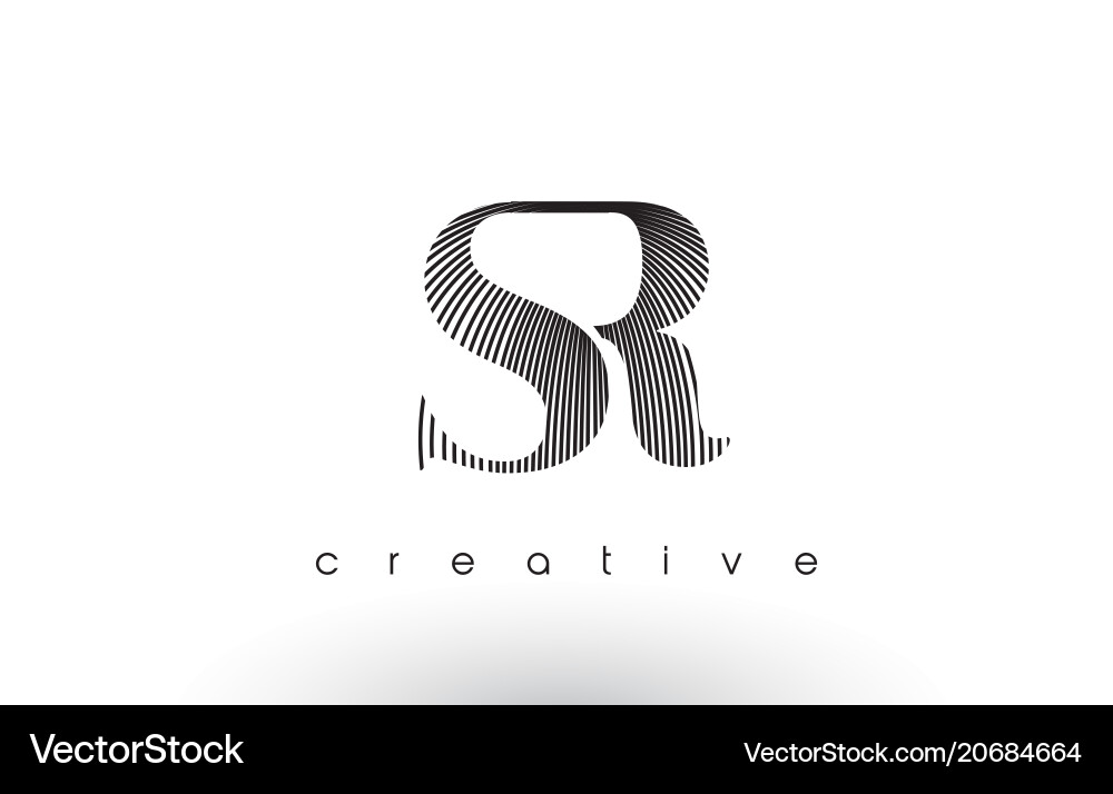 Sr logo design with multiple lines and black Vector Image