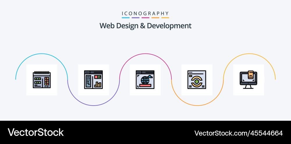 Web design and development line filled flat 5 Vector Image