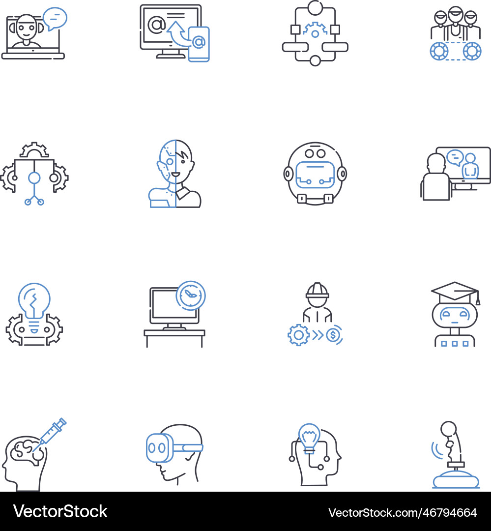 Web development line icons collection html css Web development line icons collection html css vector image