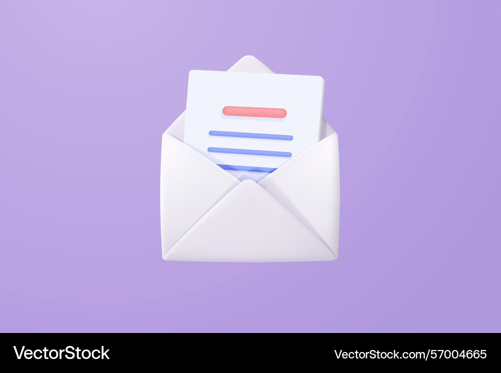 3d mail envelope icon with notification new 3d mail envelope icon with notification new Vector Image