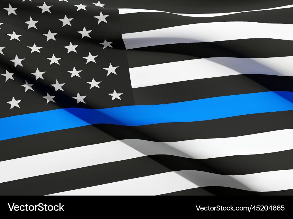 American Flag with Blue Line Vector Image
