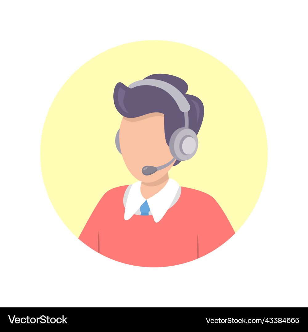 Call center operator avatar man with a headset vector image