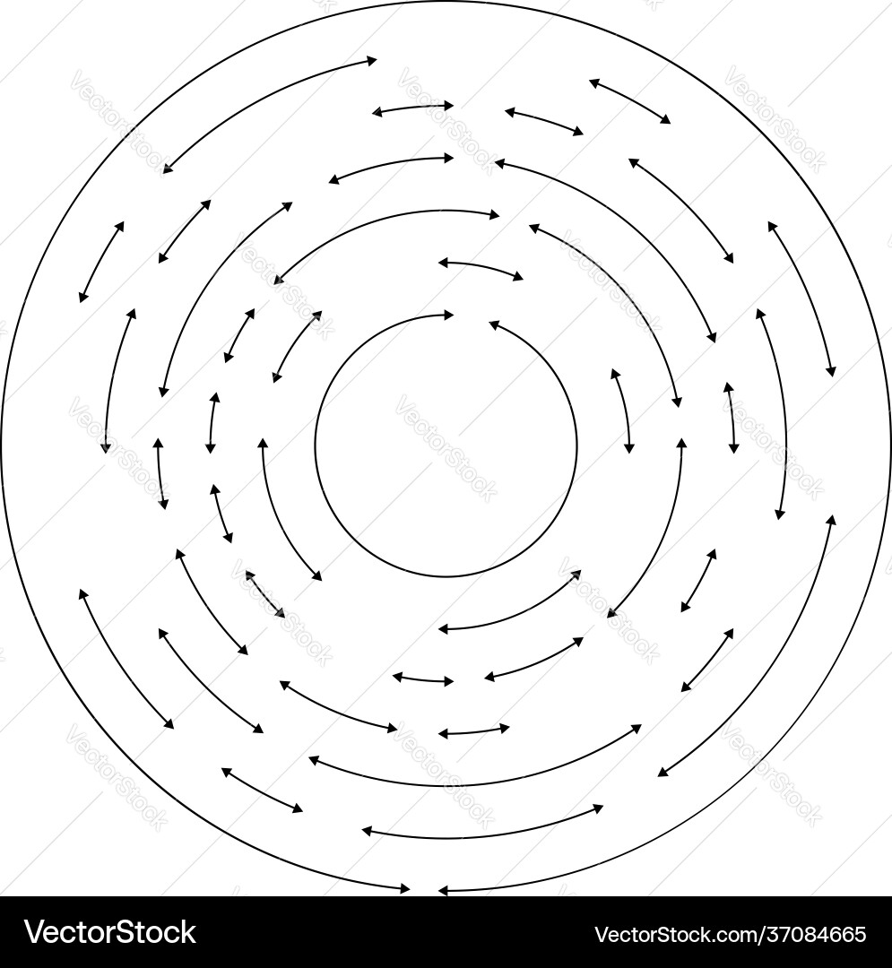 Circular concentric arrows in opposite direction Vector Image