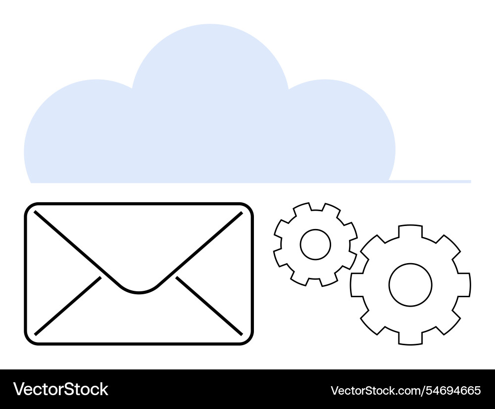 Cloud computing concept with envelope and gears Cloud computing concept with envelope and gears vector image