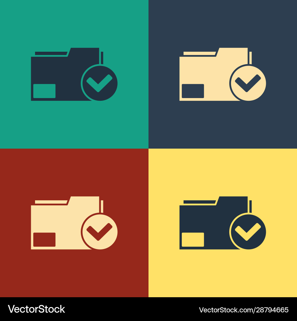 Color document folder and check mark icon isolated Color document folder and check mark icon isolated vector image