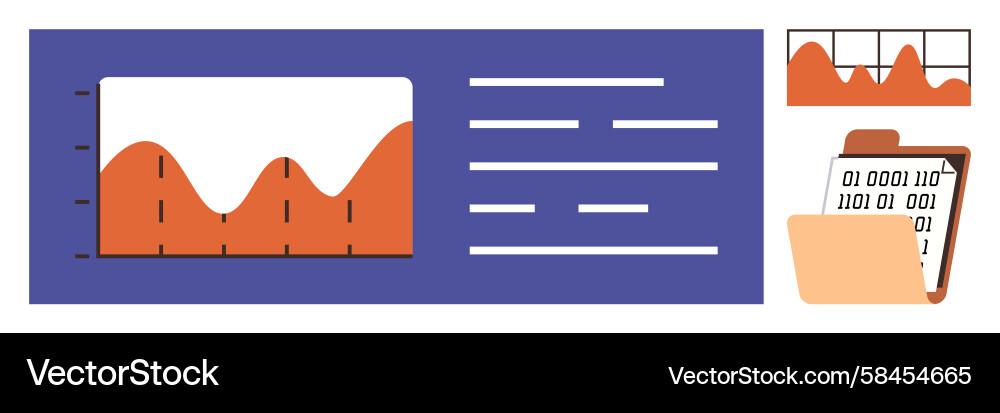 Data Analysis Charts & Binary Code Vector Image
