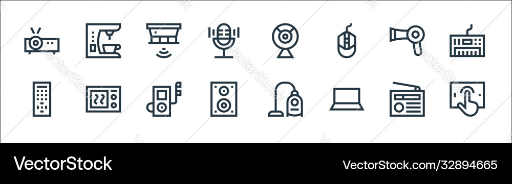 Electronics line icons linear set quality Electronics line icons linear set quality Vector Image