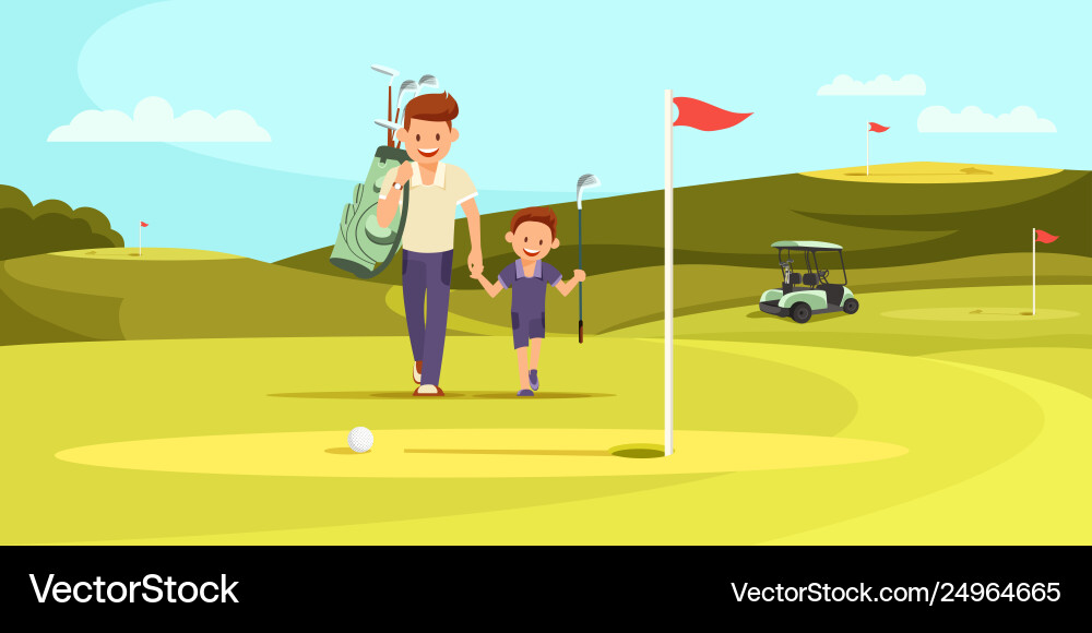 Father and Son Golfing Vector Image