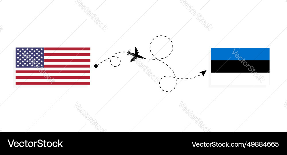 Flight and travel from usa to estonia Flight and travel from usa to estonia Vector Image