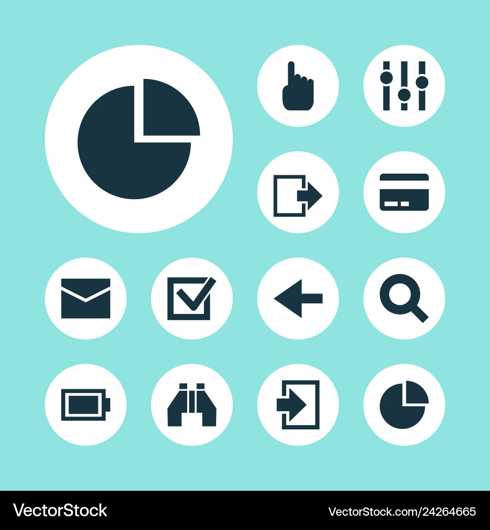 Interface icons set with diagram battery task Interface icons set with diagram battery task vector image