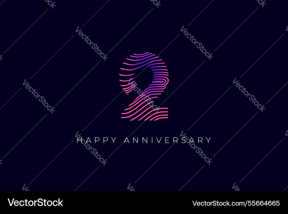 Numeric design with line curve 2nd happy Numeric design with line curve 2nd happy vector image