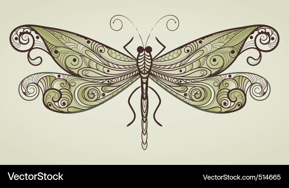 Ornate Dragonfly Pattern Vector Image