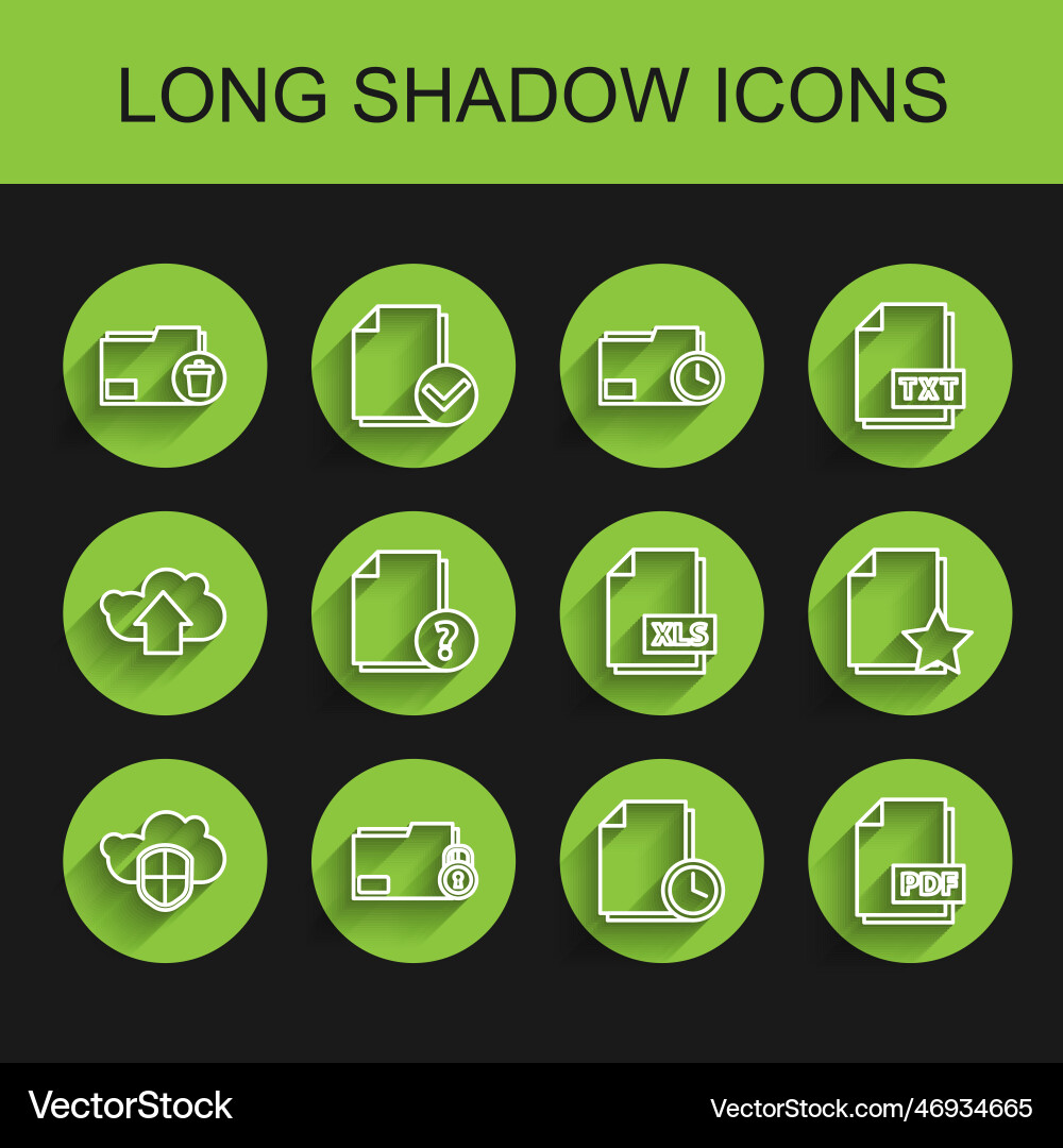Set line cloud and shield folder lock delete Set line cloud and shield folder lock delete vector image