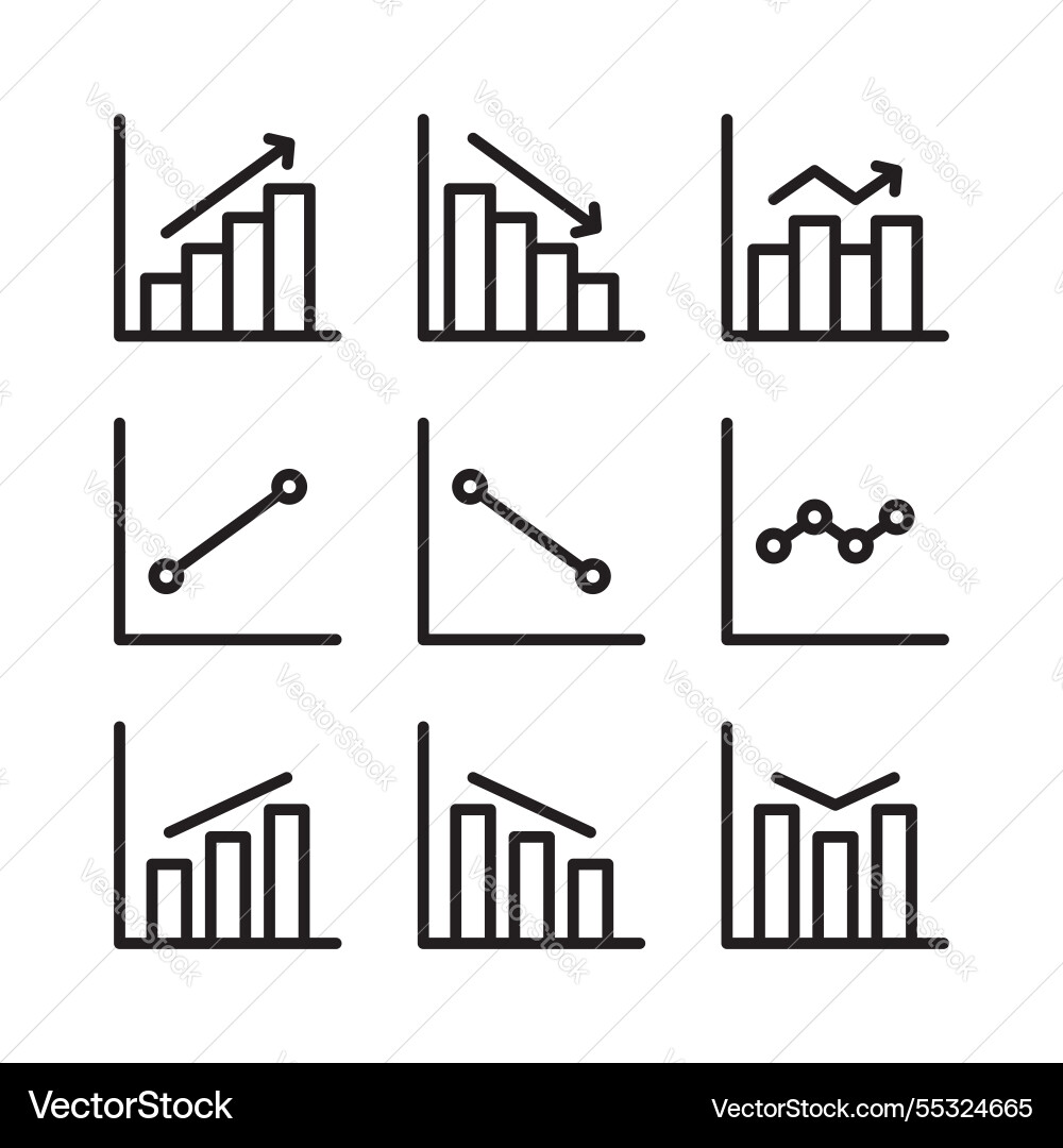 Set of graph icons and chart icon Set of graph icons and chart icon vector image