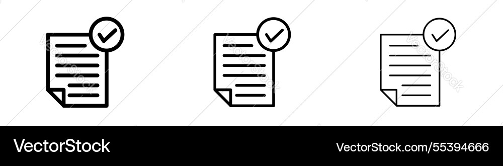 Accept document icons in three different stroke Accept document icons in three different stroke vector image