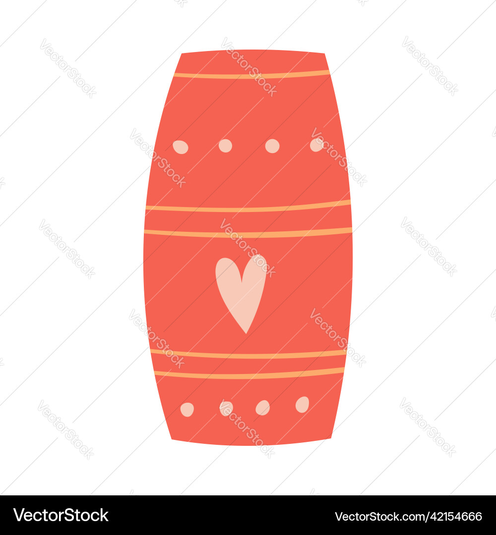 An empty red flower vase with a heart simple Vector Image